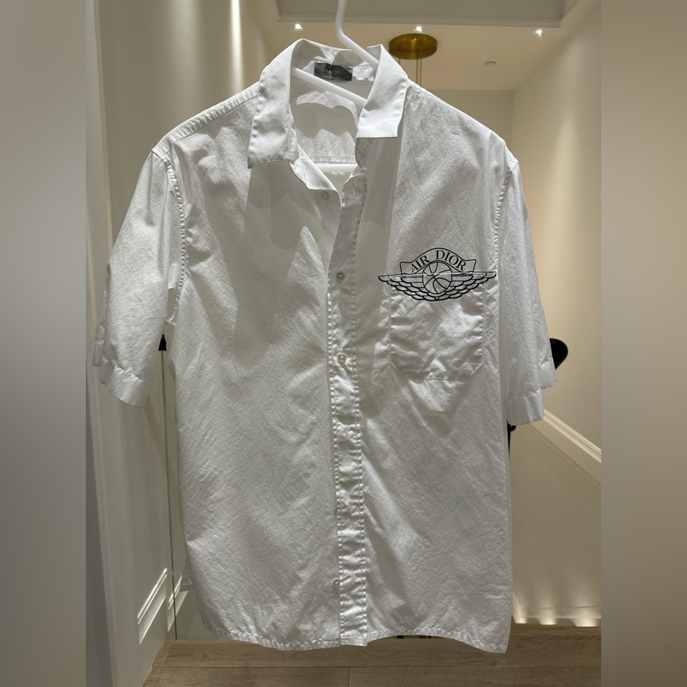 CHRISTIAN DIOR X AIR JORDAN SHORT SLEEVE BUTTON UP WORK SHIRT